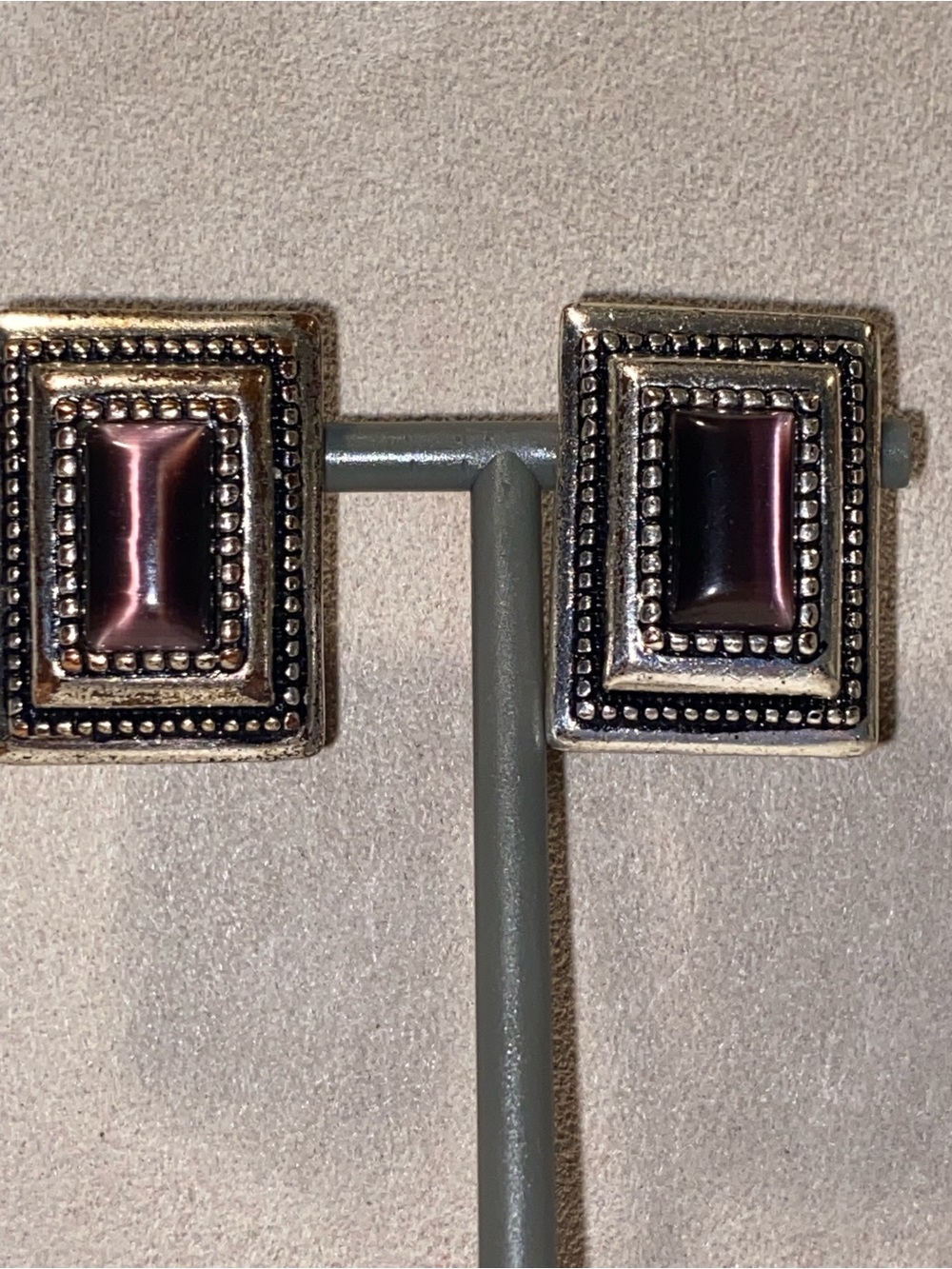 Vintage Silver Rectangular Earrings - Women Jewelry